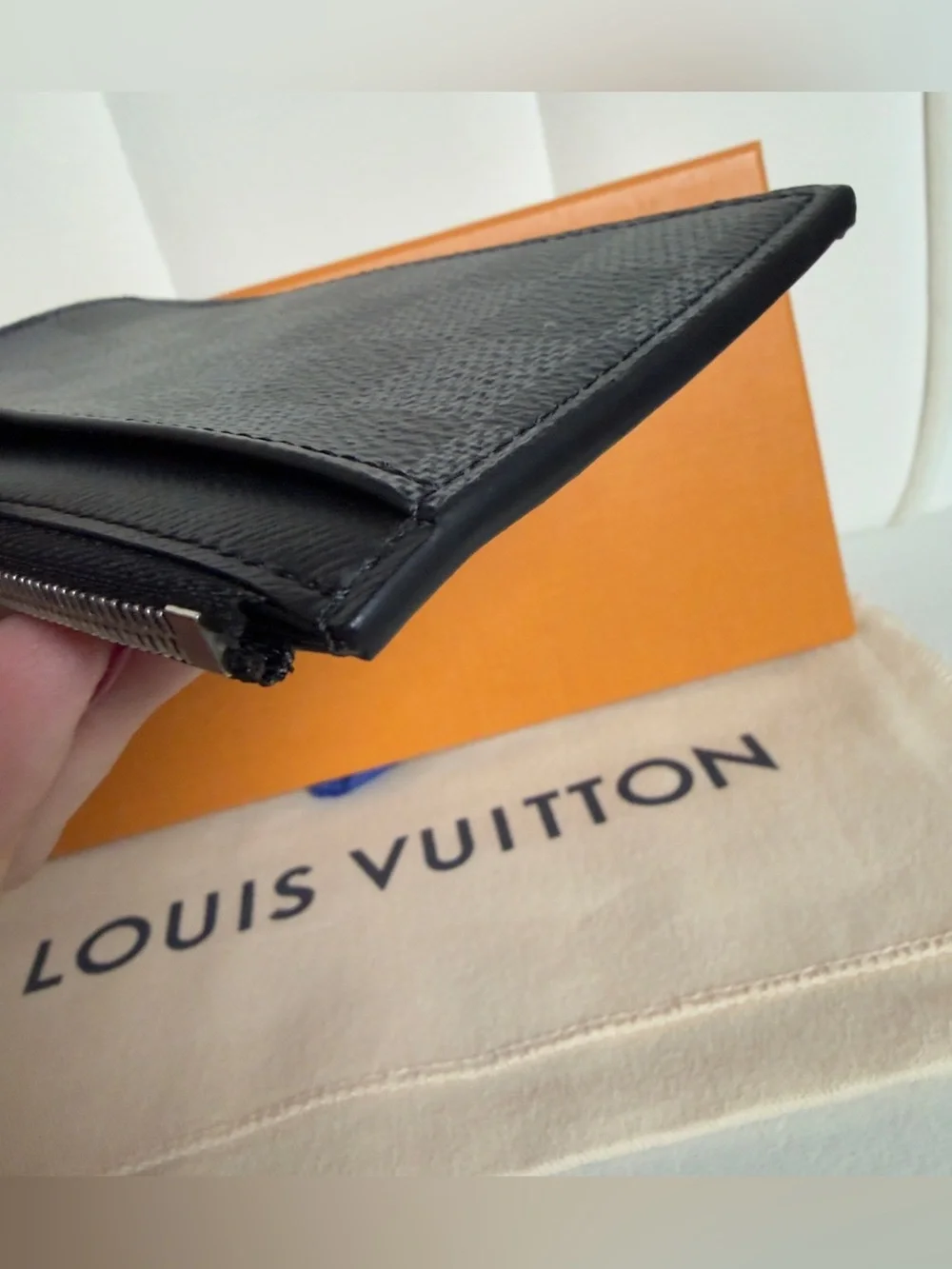 Louis Vuitton Damier Graphite Coin Card Holder Zipper Card Wallet Box & Dust Bag